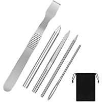 NATUCE 6 Piezas Paracord FID Acero inoxidable Cordón Agujas de costura con herramienta de suavizado para suministros de…